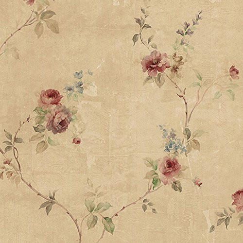 Cavalier SP24431 Rose Garden 2 White Wedding Trail Wallpaper Beige, Red, Blue, Green