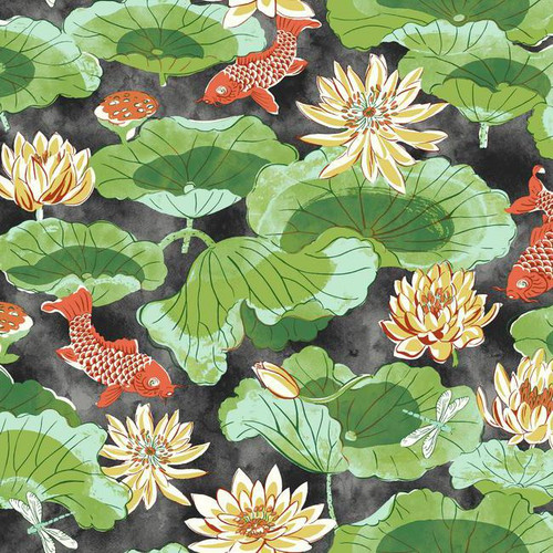 York Wallcoverings WC7560 Waverly Classics Ii Lotus Lake Removable Wallpaper Blacks