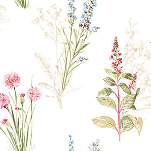 Grace & Gardenia GWN5001 Wildflowers Wallpaper Cream, Pink, Blue, Green