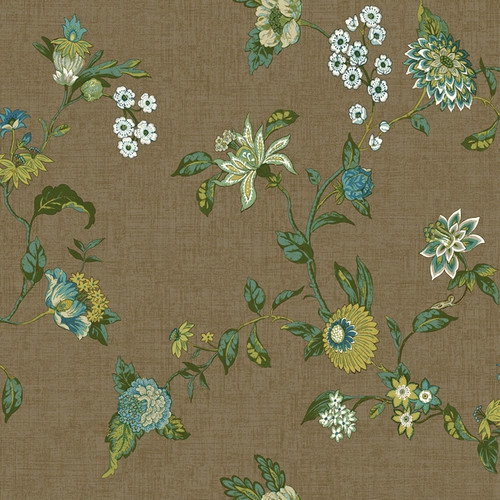 York Wallcoverings GC8713 Global Chic Graceful Garden Trail Wallpaper brown