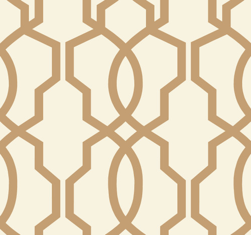 York Wallcoverings GE3670 Ashford Geometrics Hourglass Trellis Wallpaper Tan, Cream