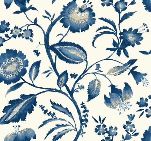 York AT7021 Tropics Watercolor Jacobean Wallpaper white, light to blue, white, beige