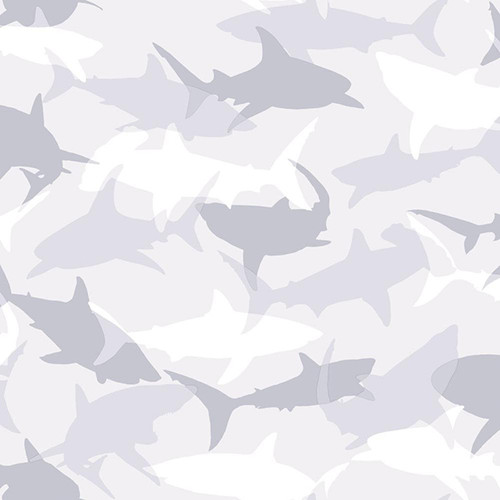 St. James / York Brothers & Sisters IV BT2725 Shark Camo Wallpaper, Grey White