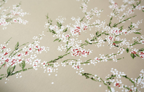 St. James / York Veranda AD8152 Blossom Branches Wallpaper, Tan White