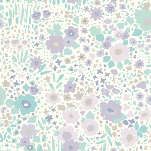 York Wallcoverings DW2382 DwellStudio Baby & Kids Posey Sidewall Purples /Blues /Browns