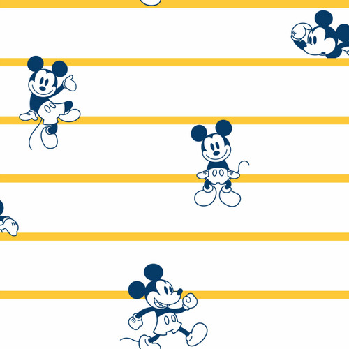 York Wallcoverings DI0931 Disney Mickey Mouse Stripe Wallpaper Yellow