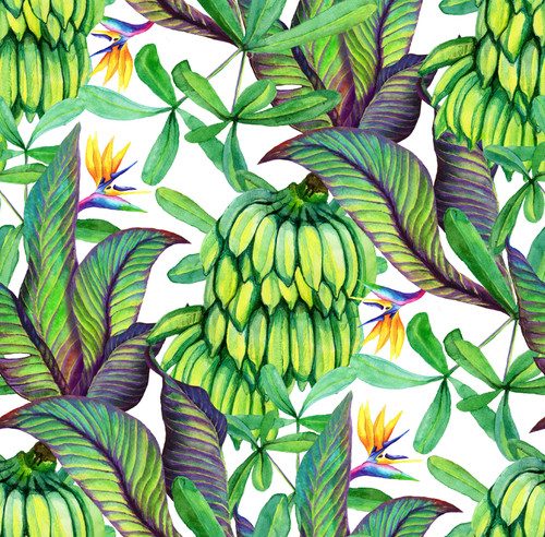 GP1900341 Banana Leaves Premium Peel and Stick Wallpaper Panel 6 Ft High x 26" Wide