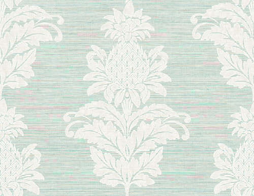 Kenneth James by Brewster PS40704 Palm Springs Pineapple Grove Turquoise Damask Wallpaper