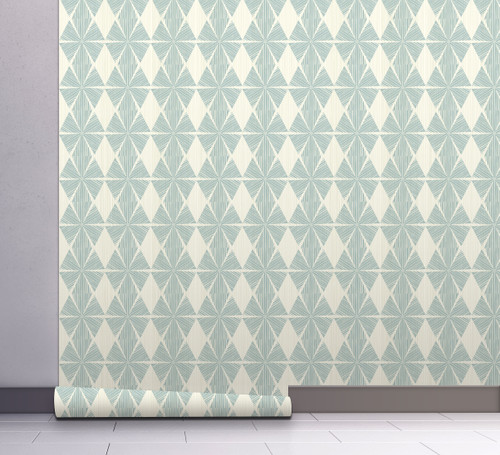 GW0101 Diamond Pattern on Fabric Texture Peel and Stick Wallpaper Roll 20.5 inch Wide x 18 ft. Long, Blue Tan