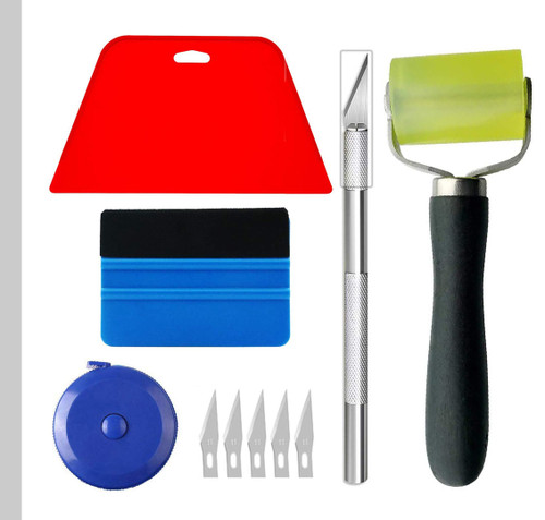 Grace and Gardenia Wallpaper Smoothing Tool Kit: Includes Tape Measure, Large Squeegee, pro squeegee with felt edge, Rubber Hand with professional 2" Extra Large Rollers and Wallpaper Utility Knife