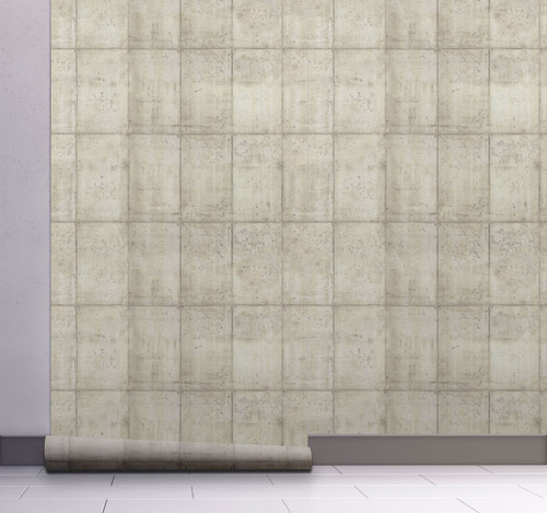 GW7061 Grace & Gardenia Vertical Concrete Blocks Peel and Stick Wallpaper Roll 20.5 inch Wide x 18 ft. Long, Beige