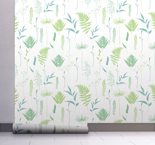 GW5251 Grace & Gardenia Woodland Ferns Peel and Stick Wallpaper Roll 20.5 inch Wide x 18 ft. Long, Chartreuse Aqua
