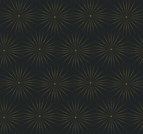 York Wallcoverings Bohemian Luxe BO6696 Starlight Wallpaper Black Gold