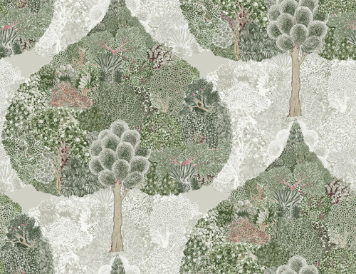 York Wallcoverings Bohemian Luxe BO6702 Mystic Forest Wallpaper Green Coral
