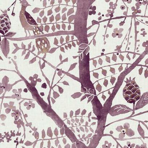 York Wallcoverings Bohemian Luxe BO6631 Peacock Block Print Wallpaper Purple