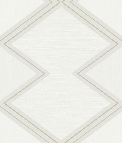 York Wallcoverings Black and White Resource Library BW3821 Diamond Twist Wallpaper White Cream