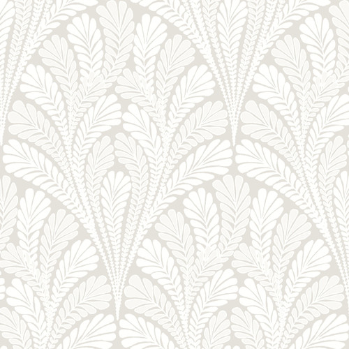 York Wallcoverings Black and White Resource Library BW3952 Shell Damask Wallpaper Cream Pearl
