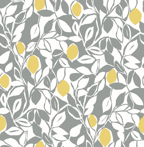 2969-26025 Loretto Grey Citrus Wallpaper Eclectic Style Botanical Theme Non Woven Material Pacifica Collection from A-Street Prints by Brewster Made in Great Britain