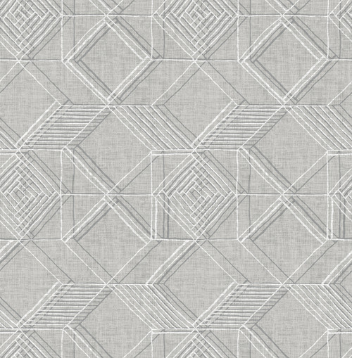 2969-26018 Moki Grey Lattice Geometric Wallpaper Modern Style Global Theme Non Woven Material Pacifica Collection from A-Street Prints by Brewster Made in Great Britain