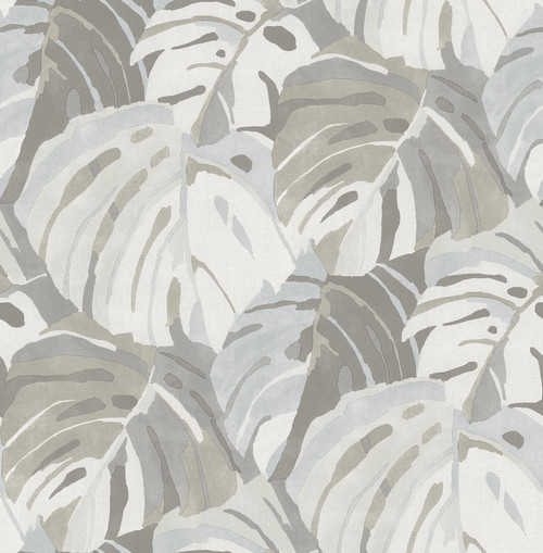 2969-26008 Samara Stone Monstrera Leaf Wallpaper Tropical Style Botanical Theme Non Woven Material Pacifica Collection from A-Street Prints by Brewster Made in Great Britain