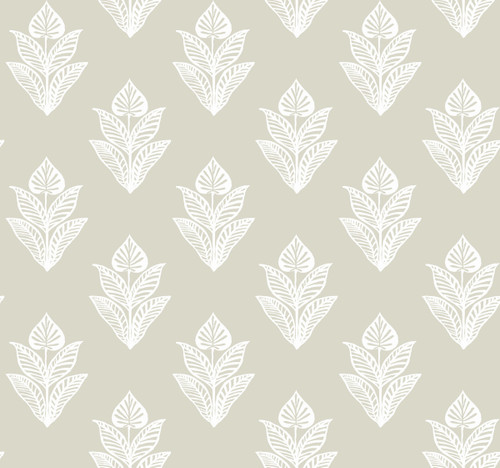 York Wallcoverings Black and White Resource Library BW3978 Lotus Motif Wallpaper Cream White