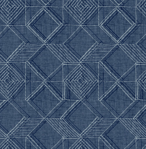 2969-26017 Moki Blue Lattice Geometric Wallpaper Modern Style Global Theme Non Woven Material Pacifica Collection from A-Street Prints by Brewster Made in Great Britain
