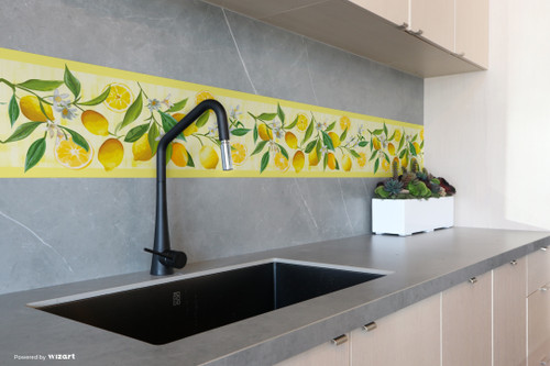 GB50121g8 Grace & Gardenia Lemon Flower Peel and Stick Wallpaper Border 8 in Height x 15ft Yellow Green White