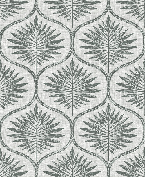 2861-25718 Laurel Grey Ogee Wallpaper Scandinavian Style Botanical Theme Unpasted Non Woven Material Equinox Collection from A-Street Prints by Brewster Made in Great Britain