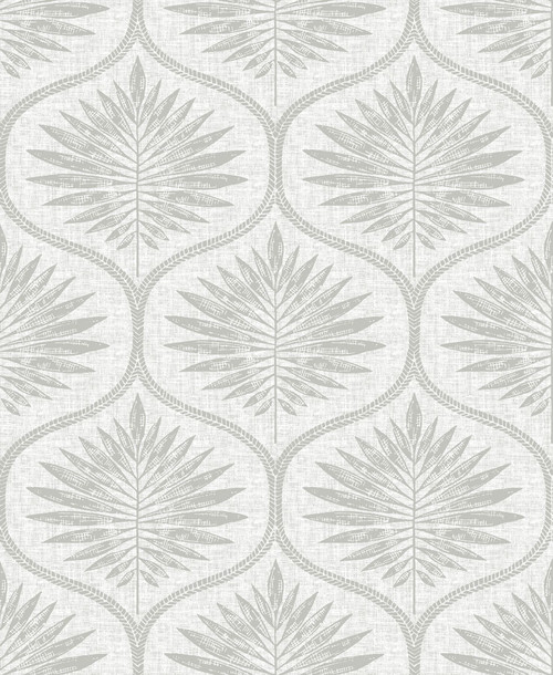 2861-25720 Laurel Light Grey Ogee Wallpaper Scandinavian Style Botanical Theme Unpasted Non Woven Material Equinox Collection from A-Street Prints by Brewster Made in Great Britain