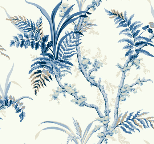 York Wallcoverings Grandmillennial GR5994 Enchanted Fern Wallpaper Blue