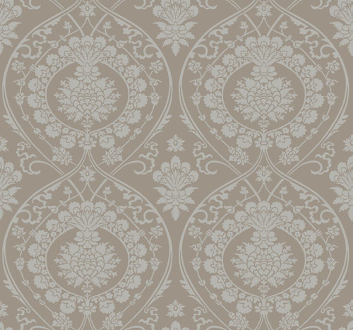 York Wallcoverings Damask Resource Library DM4902 Imperial Damask Wallpaper Beige Silver