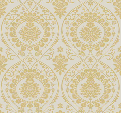 York Wallcoverings Damask Resource Library DM4903 Imperial Damask Wallpaper Off White Gold