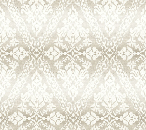 York Wallcoverings Damask Resource Library DM4933 Tudor Diamond Damask Wallpaper Off White