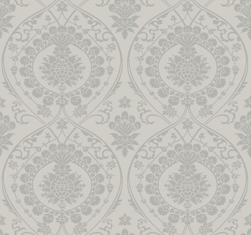 York Wallcoverings Damask Resource Library DM4904 Imperial Damask Wallpaper Gray Silver