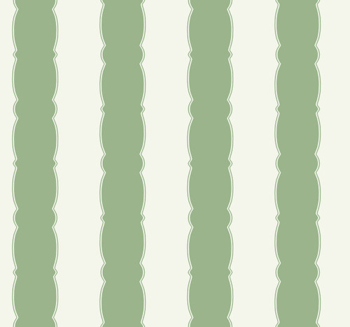 York Wallcoverings Grandmillennial GR6017 Scalloped Stripe Wallpaper Green