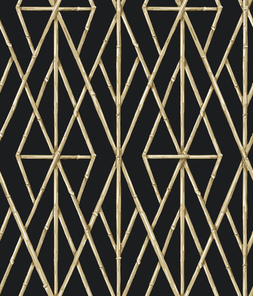 York Wallcoverings Water's Edge Resource Library CV4448 Riviera Bamboo Trellis Wallpaper Black