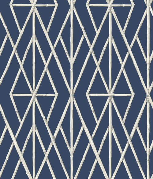 York Wallcoverings Water's Edge Resource Library CV4449 Riviera Bamboo Trellis Wallpaper Navy