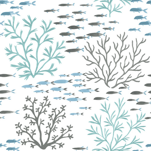 York Wallcoverings Water's Edge Resource Library CV4406 Marine Garden Wallpaper Blue/Brown