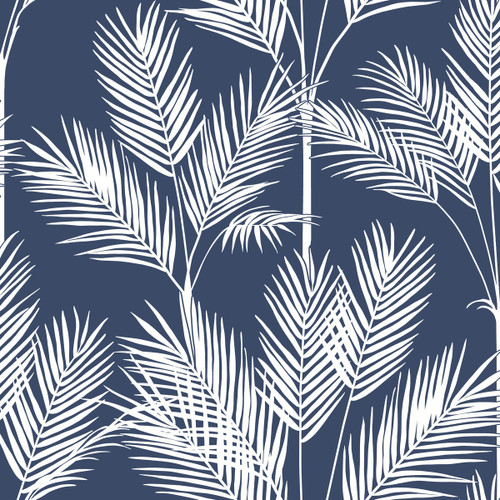 York Wallcoverings Water's Edge Resource Library CV4410 King Palm Silhouette Wallpaper Navy