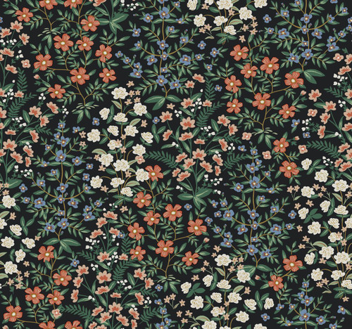 RP7378 Wildwood Garden Wallpaper Black, Red from Rifle Paper Co. Second Edition by York Wallcoverings