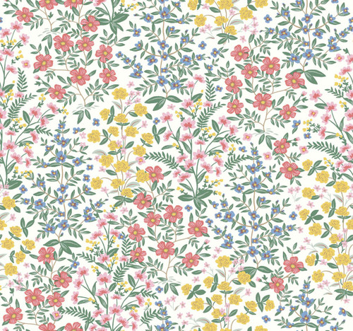 RP7377 Wildwood Garden Wallpaper White, Pink from Rifle Paper Co. Second Edition by York Wallcoverings