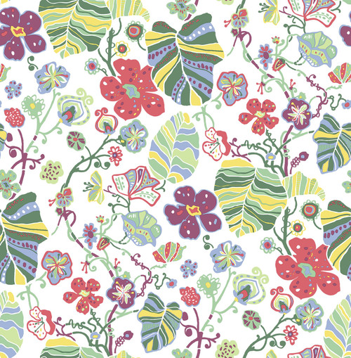 2903-25808 Gwyneth Multicolor Floral Wallpaper Kids Style Botanical Theme Unpasted Non Woven Material Blue Bell Collection from  A-Street Prints by Brewster