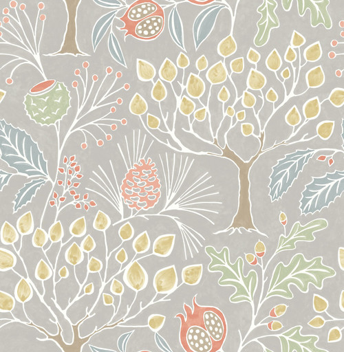 2903-25829 Shiloh Light Grey Botanical Wallpaper Eclectic Style Unpasted Non Woven Material Blue Bell Collection from  A-Street Prints by Brewster