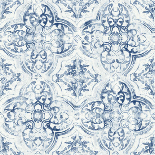 MN1891 Quartet Wallpaper White / Blue from Mediterranean by York Wallcoverings