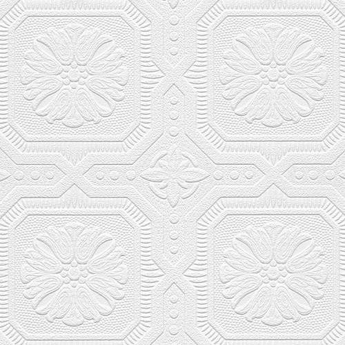 Norwall Wallcoverings 48928 Architectural Inspirations Tin Tiles Paintable Wallpaper White