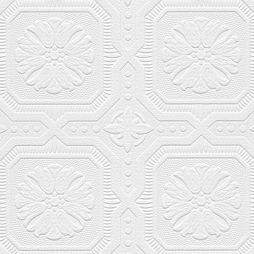 Norwall Wallcoverings 48928 Architectural Inspirations Tin Tiles Paintable Wallpaper White