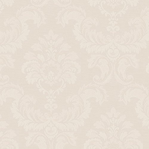 Norwall Wallcoverings Simply Silks 3 SK34763 Damask Emboss Wallpaper Light Cream, Beige