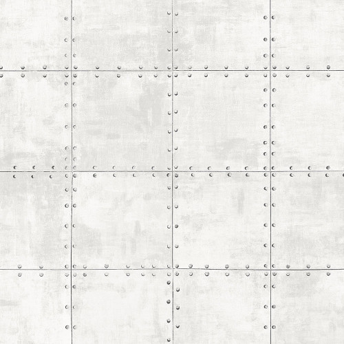 Norwall Wallcoverings LL36223 Illusions 2 Steel Tile Wallpaper White, Grey, Black