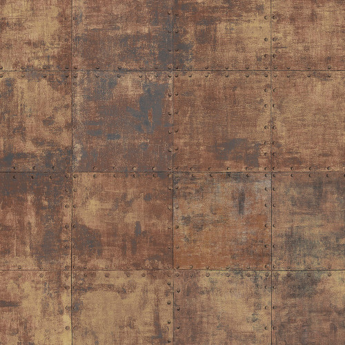 Norwall Wallcoverings LL36228 Illusions 2 Steel Tile Wallpaper Metallic Gold, Brown