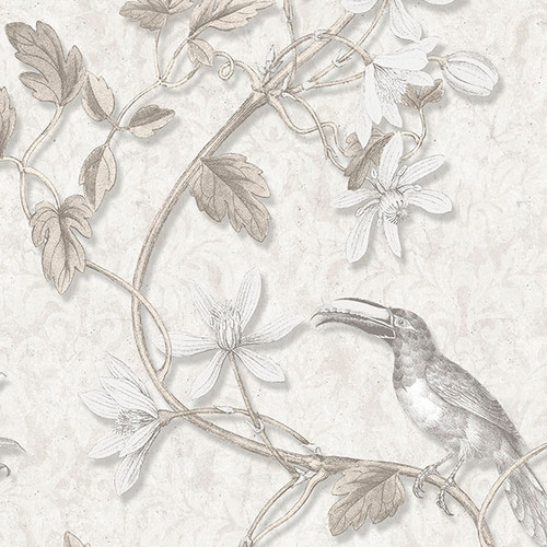 Norwall Manor House MH36530 Toucan Toile Wallpaper Beige, Grey
